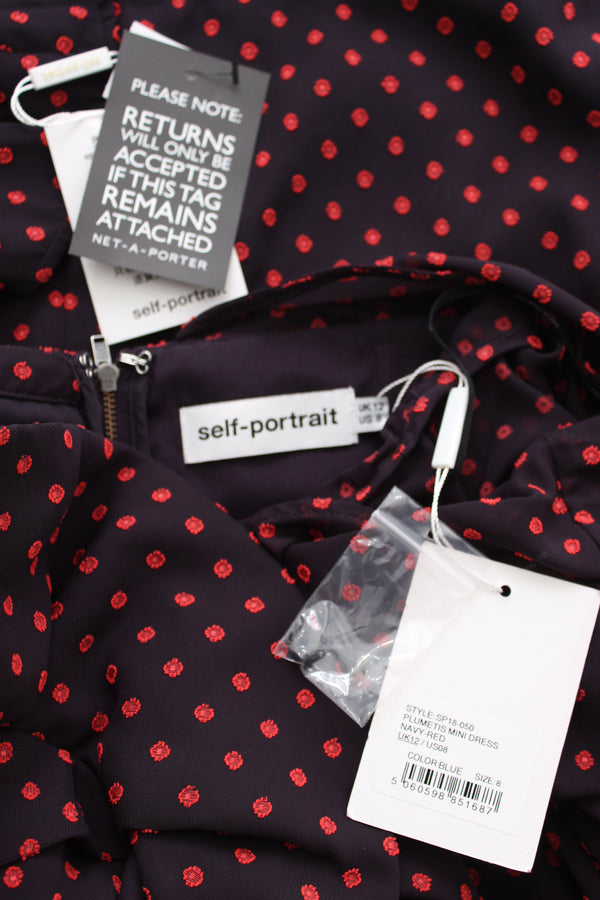 self portrait plumetis mini dress Self-Portrait Plumetis One Shoulder Polka Dot Ruffled Mini Dress