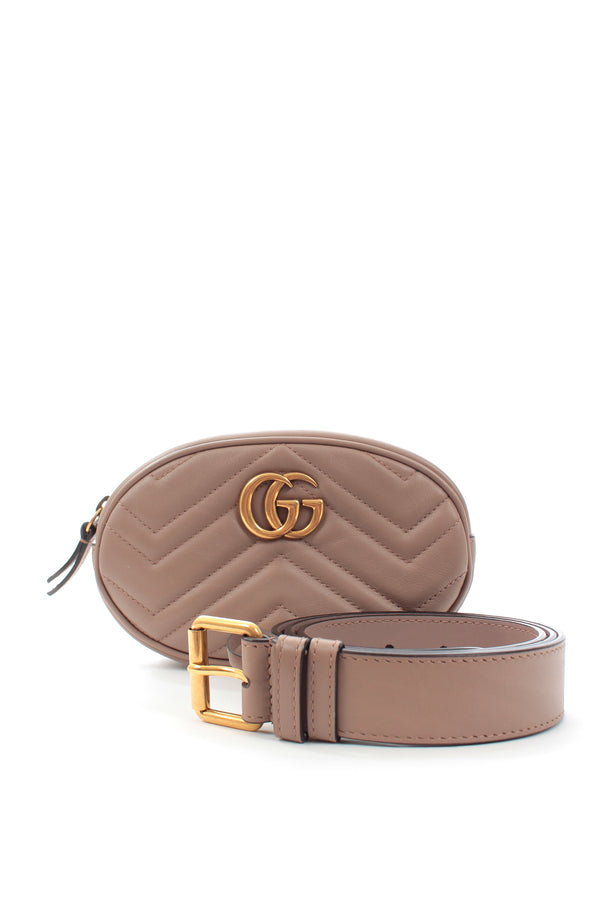 GG Marmont Matelassé wide belt in orange leather