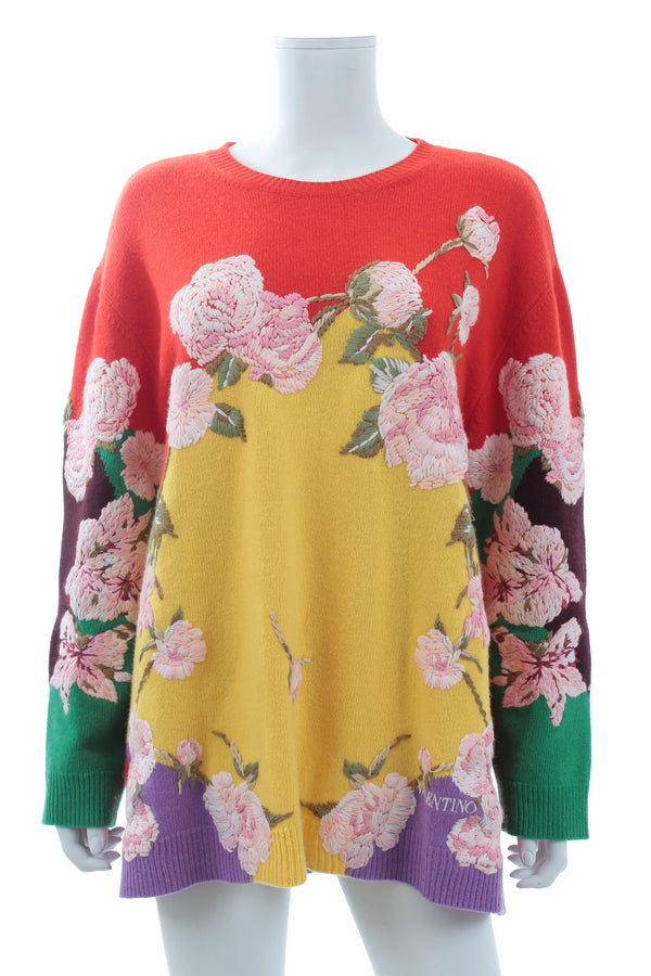 Valentino Floral Embroidered Wool and Cashmere Sweater - Closet