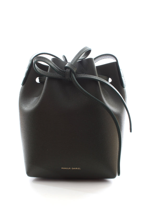 MANSUR GAVRIEL Black Leather Drawstring Bucket Bag Shoulder Crossbody Bag