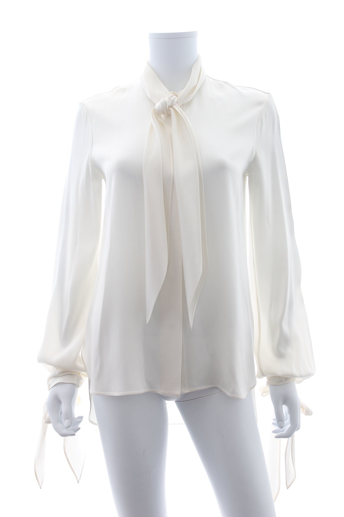 Alexander McQueen Pussy-Bow Silk-Crepe Blouse