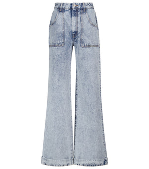 Alessandra Rich High-Rise Wide-Leg Jeans