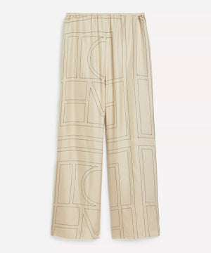 Toteme Monogram Embroidered Silk Trousers