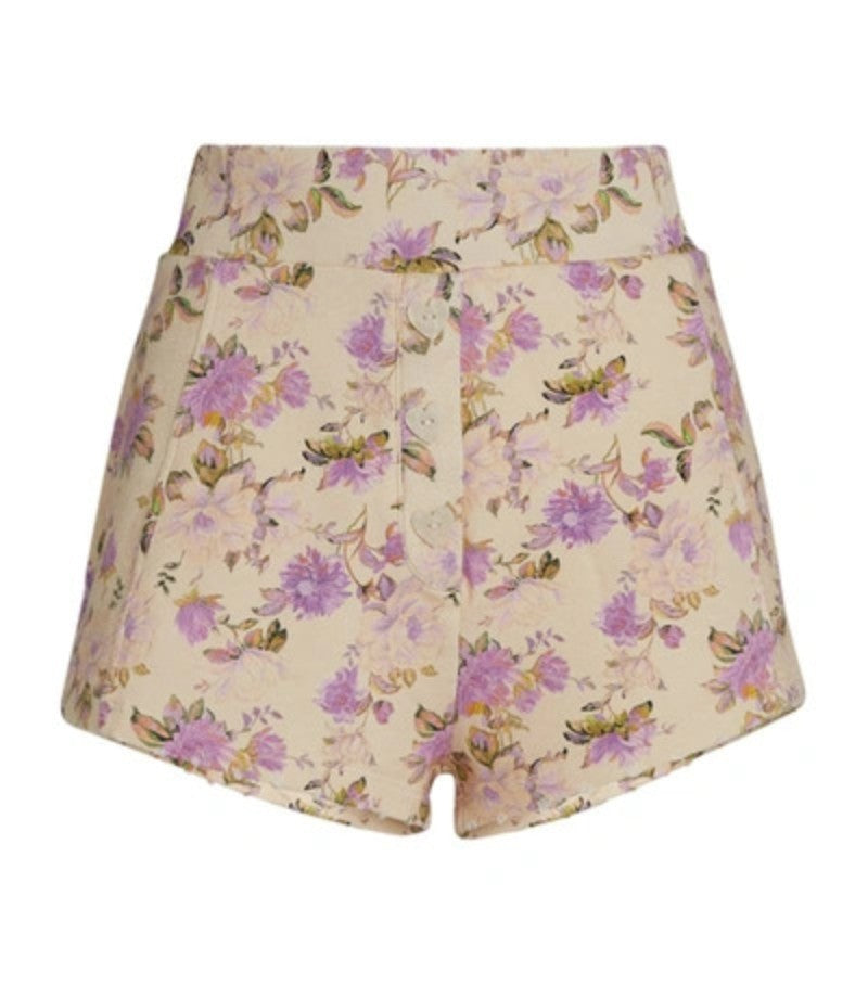 LoveShackFancy Renato Floral Printed Cotton-Jersey Shorts