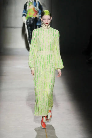 Dries Van Noten Sequin Embellished Chiffon Maxi Dress