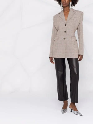 Magda Butrym Hourglass Single Breasted Check Blazer