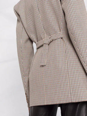 Magda Butrym Hourglass Single Breasted Check Blazer