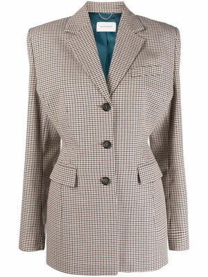 Magda Butrym Hourglass Single Breasted Check Blazer