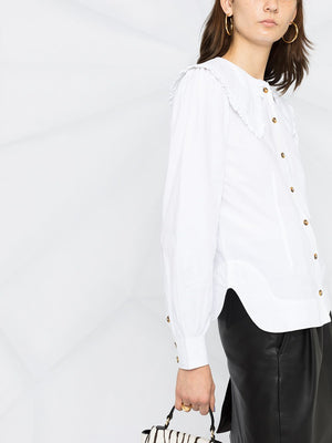 GANNI Oversized Collar Cotton Poplin Blouse