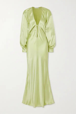 Christopher Esber Triqueta Tie-Front Silk Satin Maxi Dress