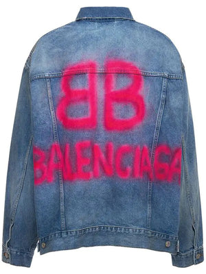 Balenciaga Large Fit Spray Paint Japanese Cotton Denim Jacket