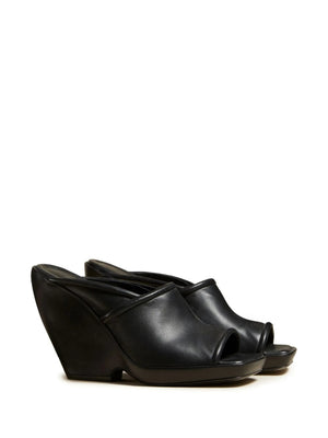 KHAITE Stagg 105 Leather Wedge Mule Sandals
