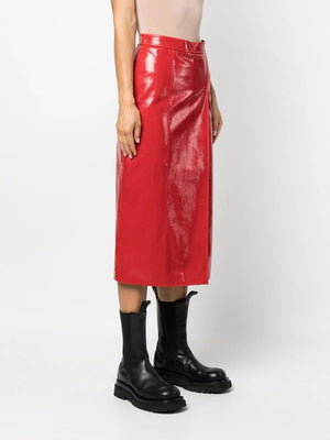 Gucci Love Parade Crocodile-Effect Leather Midi Skirt