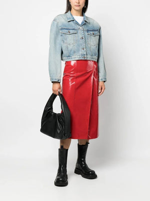 Gucci Love Parade Crocodile-Effect Leather Midi Skirt
