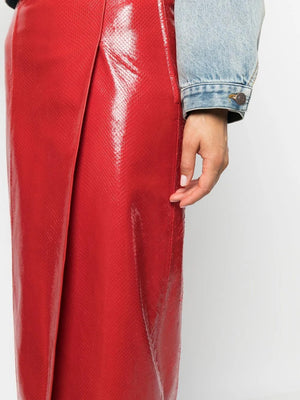 Gucci Love Parade Crocodile-Effect Leather Midi Skirt