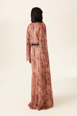 Ba&sh Andrix Metallic Printed Pleated Maxi Dress