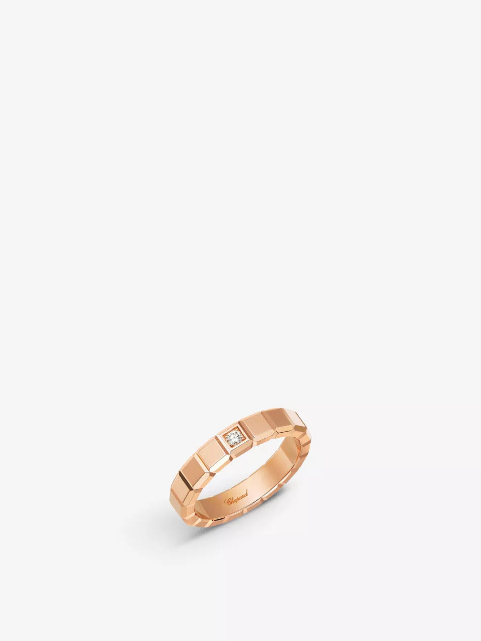 Chopard Ice Cube 18ct Rose-Gold and Round-Cut Diamond Ring