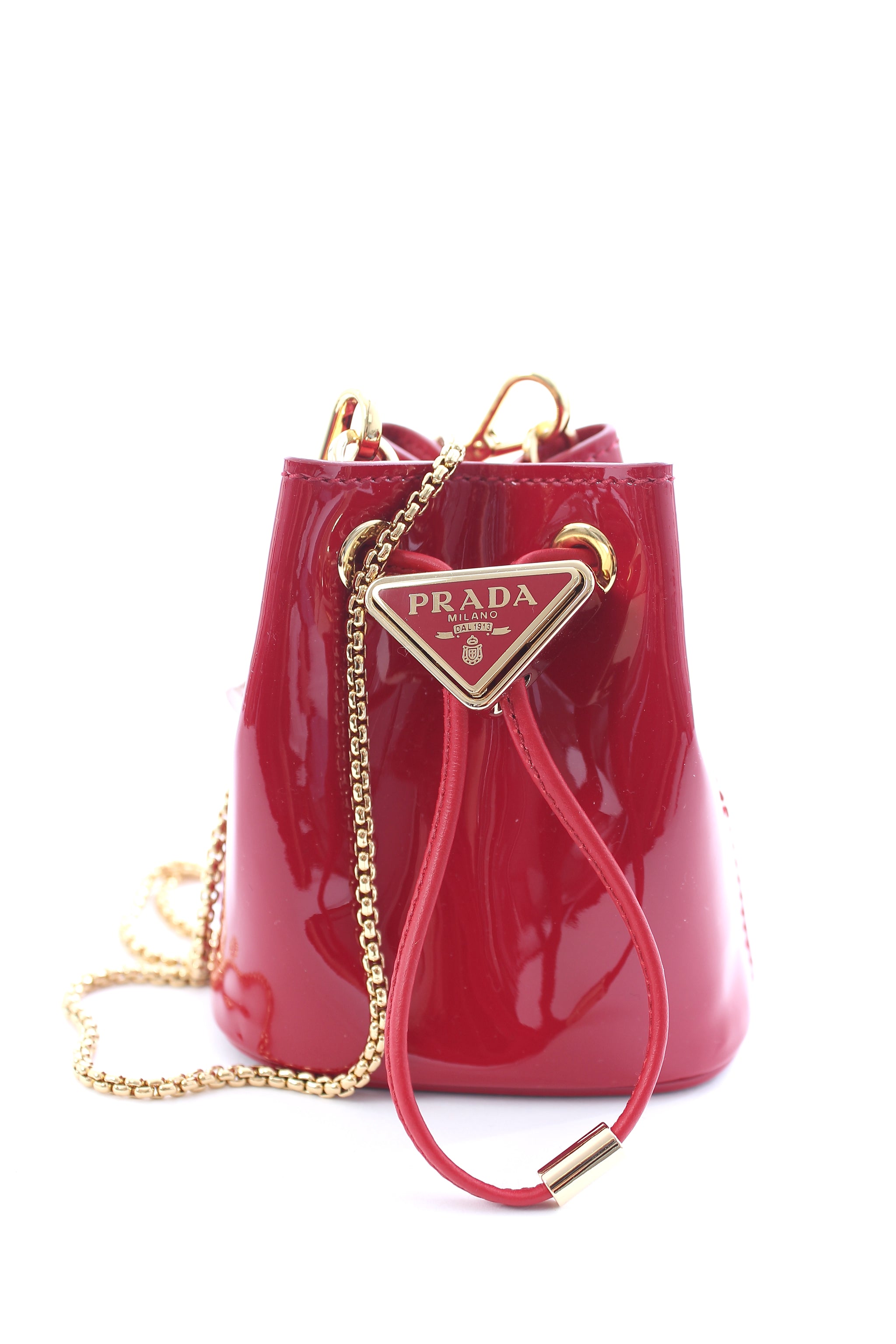 Prada Triangle Logo Patent Leather Mini Pouch Bag