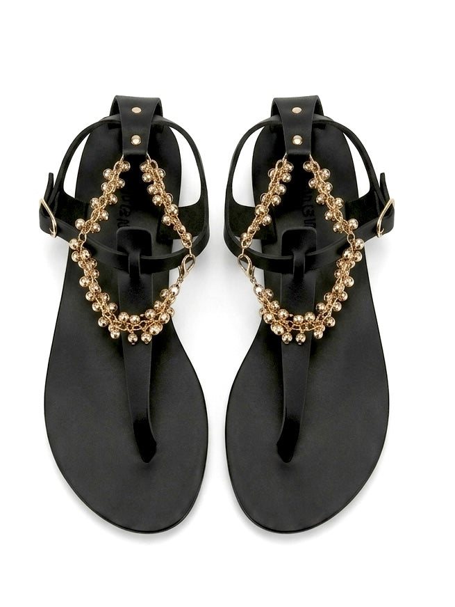 Ancient Greek Sandals Embellished Leather Sandals