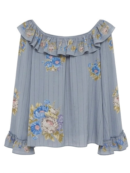 Chloé Square Neck Ruffled Printed Silk Top