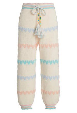 LoveShackFancy Chabela Heart Intarsia Cotton-Blend Knitted Jogger Pant