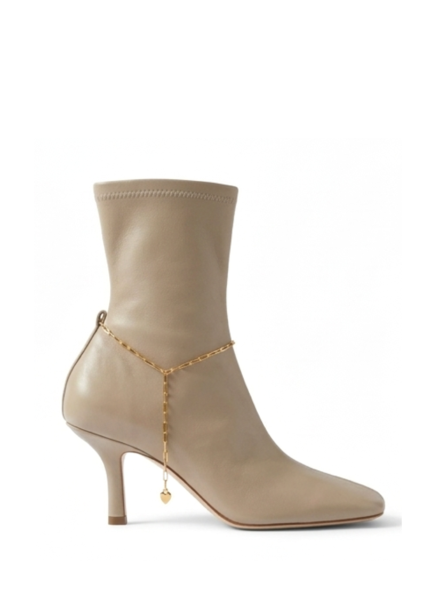 Burberry Chain-Embellished Leather Ankle Boots