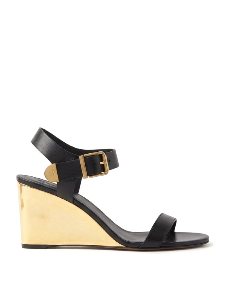 Chloe Rebecca Leather Wedge Sandals