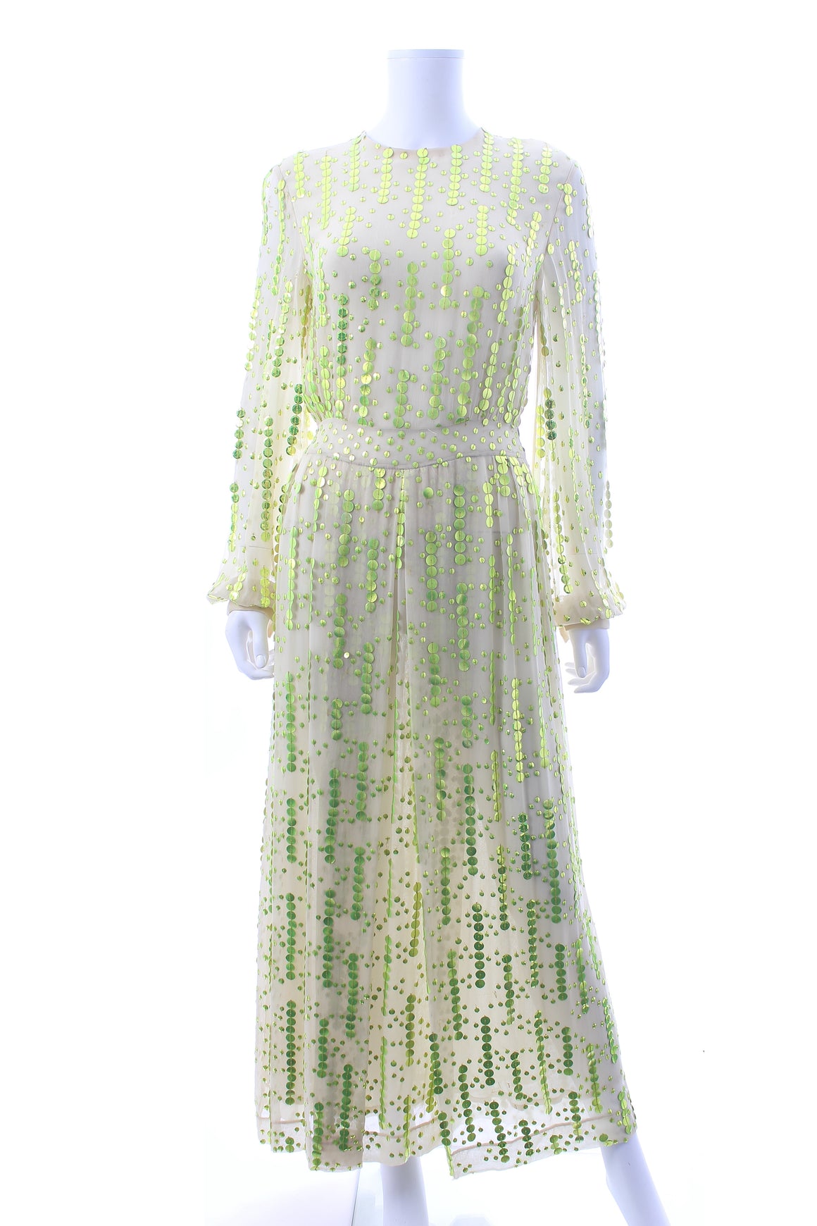 Dries Van Noten Sequin Embellished Chiffon Maxi Dress