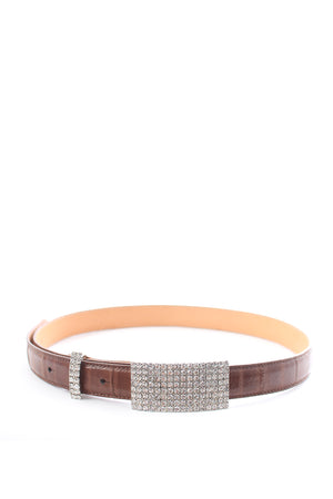 Alessandra Rich Crystal Buckle Leather Belt