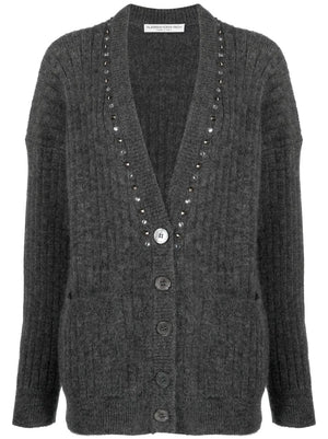 Alessandra Rich Embellished Wool-Blend Cardigan