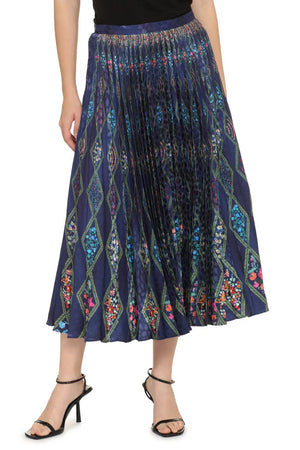Saloni 'Kim' Printed Pleated Midi Skirt