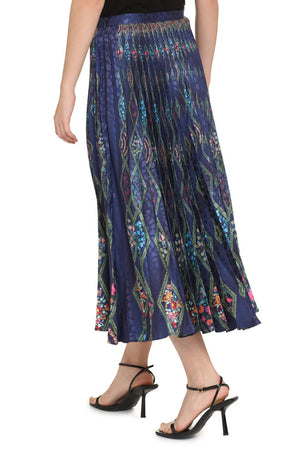 Saloni 'Kim' Printed Pleated Midi Skirt