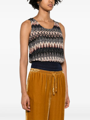 Missoni Wave Pattern Crochet Knit Sleeveless Top