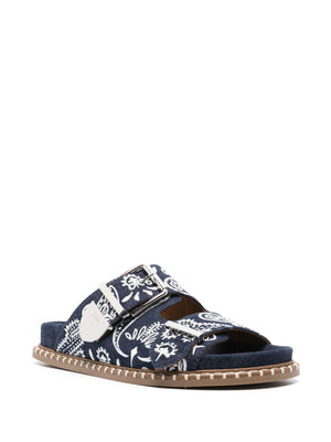 Chloé Rebecca Denim Western Embroidered Sandals