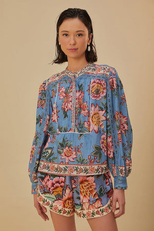 Farm Rio Wonderful Bouquet Printed Blouse