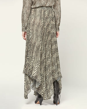 Isabel Marant Alena Printed Asymmetric Pleated Midi Skirt