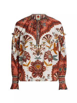 Farm Rio Riad Printed Cotton Blouse