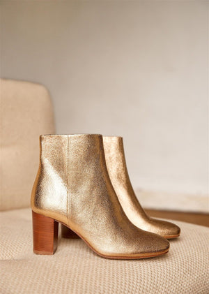 Sezane Lea Metallic Leather Ankle Boots