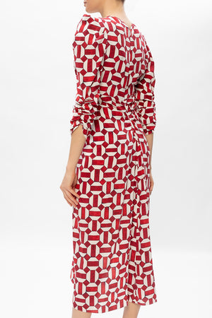 Isabel Marant 'Albi' Geometric Printed Stretch-Silk Midi Dress