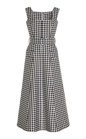 Emilia Wickstead Petra Gingham Belted Midi Dress