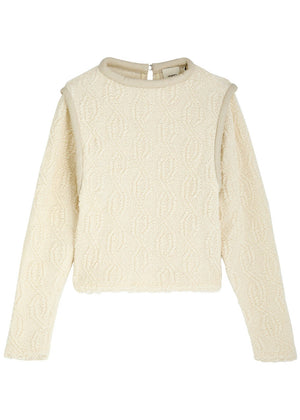 Isabel Marant Ladiva Leather-Trimmed Wool-Blend Bouclé Sweater