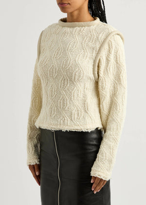 Isabel Marant Ladiva Leather-Trimmed Wool-Blend Bouclé Sweater