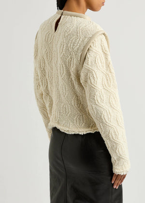 Isabel Marant Ladiva Leather-Trimmed Wool-Blend Bouclé Sweater