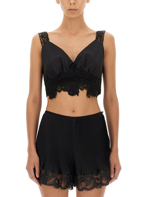 Paco Rabanne Lace-Trimmed Satin Cropped Camisole