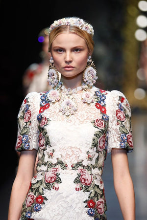 Dolce & Gabbana Tapestry Embroidered Lace Midi Dress - Runway Collection