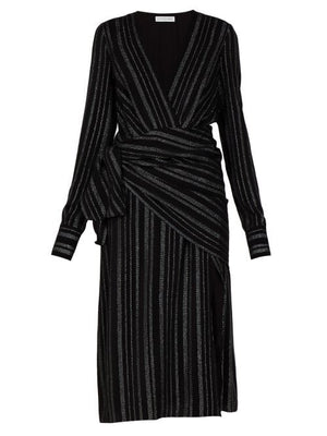 Altuzarra 'Sade' Metallic Striped Silk-Blend Draped Dress