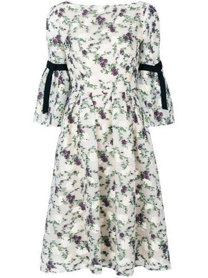 Erdem Aleena Floral Jacquard Pleated Midi Dress