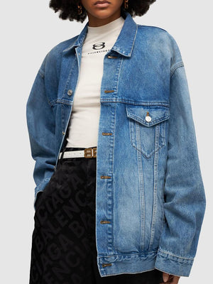 Balenciaga Large Fit Spray Paint Japanese Cotton Denim Jacket