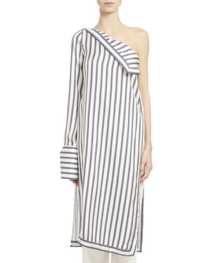 Monse Striped Silk One Shoulder Dress