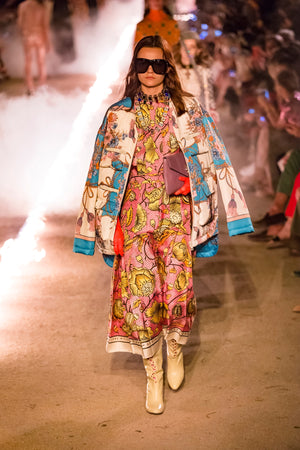 Gucci Pleated Silk Printed Midi Dress - Cruise 2019 Runway Collection